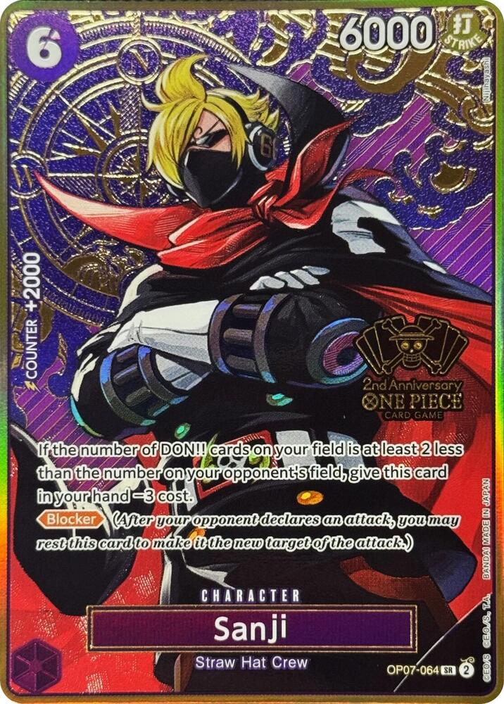 Sanji (One Piece Japanese Version 2nd Anniversary Set) (OP07-064) [One Piece Promotion Cards] | Jack's On Queen