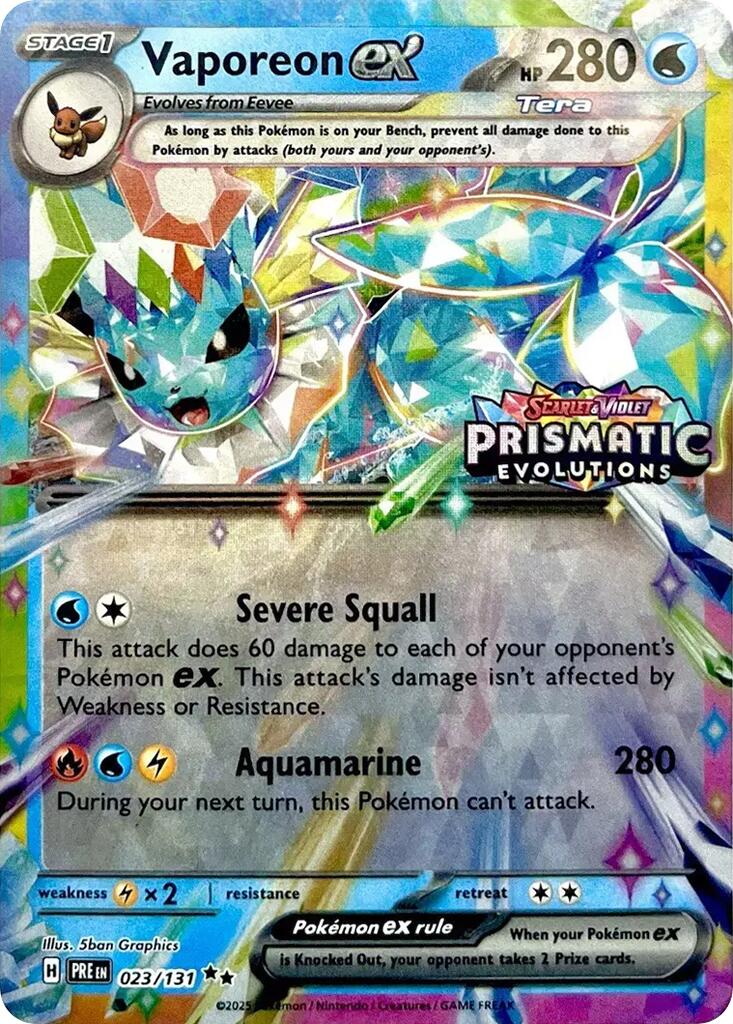 Vaporeon ex (023/131) (Prismatic Evolutions Stamp) [Scarlet & Violet: Prismatic Evolutions] | Jack's On Queen