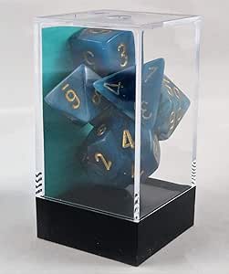 Chessex 7-DIE SET CHX27489  Phantom Dice Set - Teal with Gold | Jack's On Queen