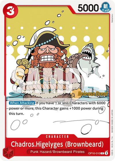 Chadros.Higelyges (Brownbeard) (OP10-010) [Royal Blood Release Event Cards] | Jack's On Queen