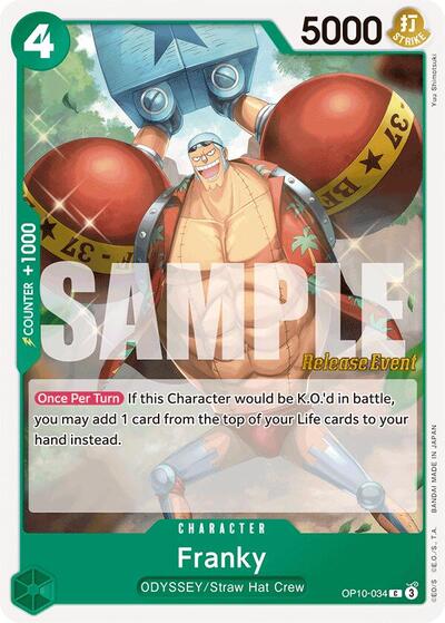 Franky (034) (OP10-034) [Royal Blood Release Event Cards] | Jack's On Queen