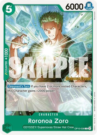 Roronoa Zoro (038) (OP10-038) [Royal Blood Release Event Cards] | Jack's On Queen