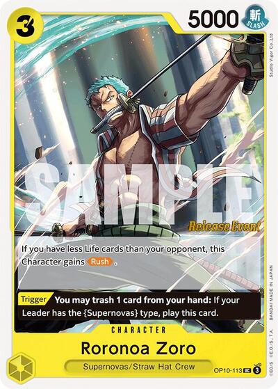 Roronoa Zoro (113) (OP10-113) [Royal Blood Release Event Cards] | Jack's On Queen