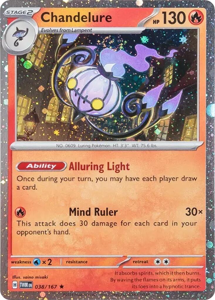 Chandelure (038/167) (Cosmos Holo) [Scarlet & Violet: Twilight Masquerade] | Jack's On Queen