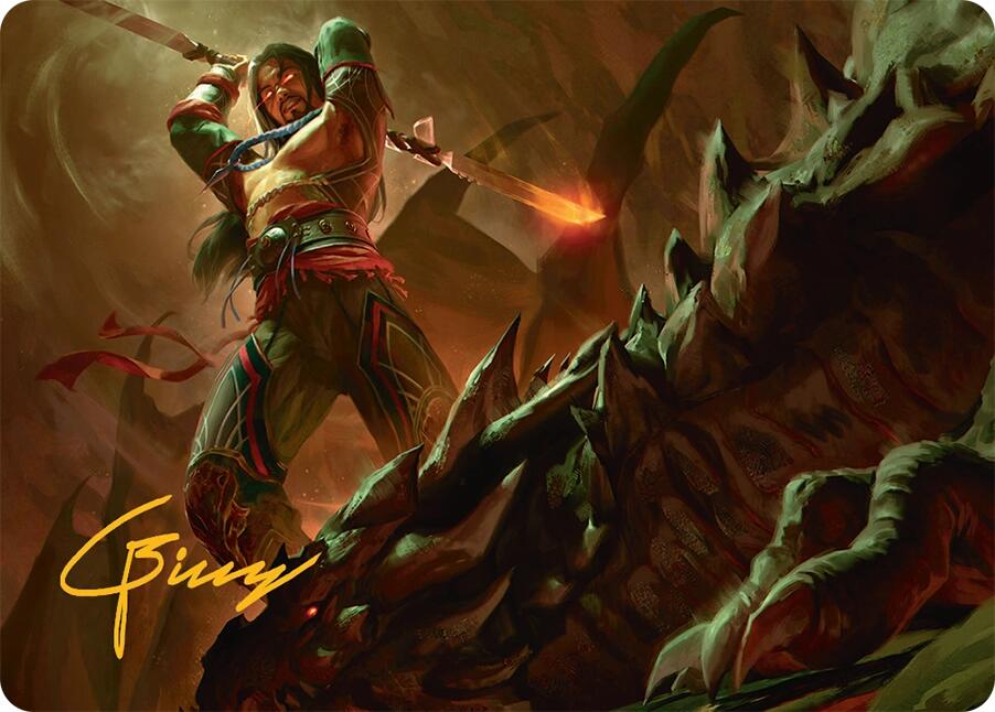 Sarkhan's Resolve Art Card (18/54) (Gold-Stamped Signature) [Tarkir: Dragonstorm Art Series] | Jack's On Queen
