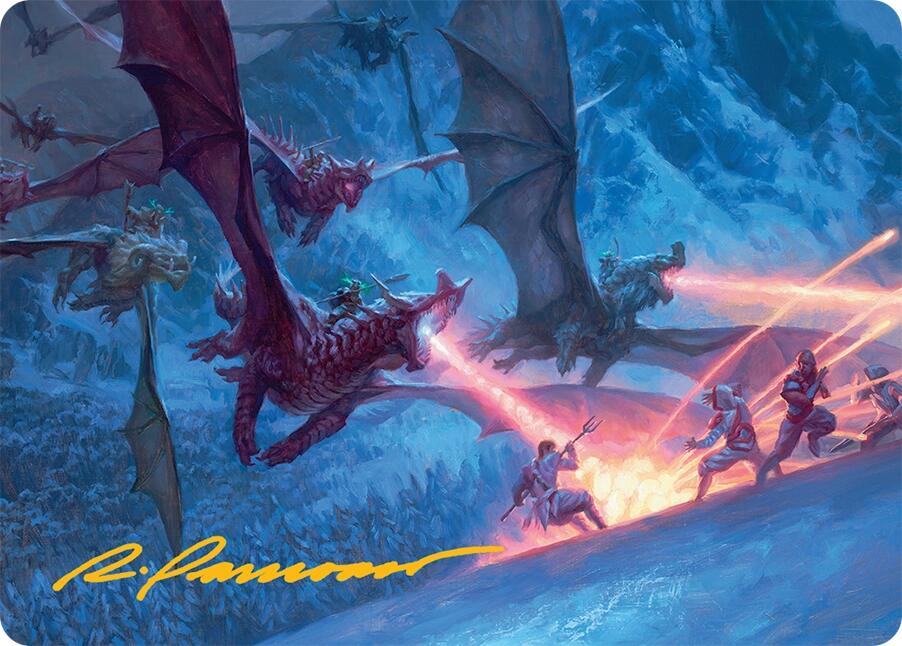 Dragonback Assault Art Card (22/54) (Gold-Stamped Signature) [Tarkir: Dragonstorm Art Series] | Jack's On Queen