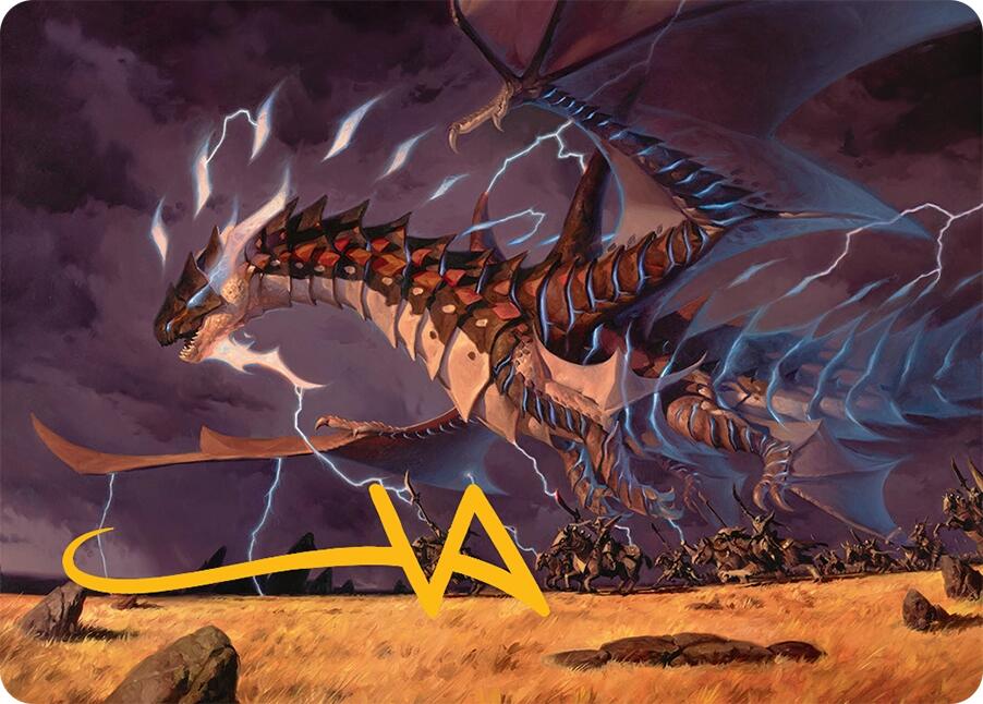 Neriv, Heart of the Storm Art Card (25/54) (Gold-Stamped Signature) [Tarkir: Dragonstorm Art Series] | Jack's On Queen