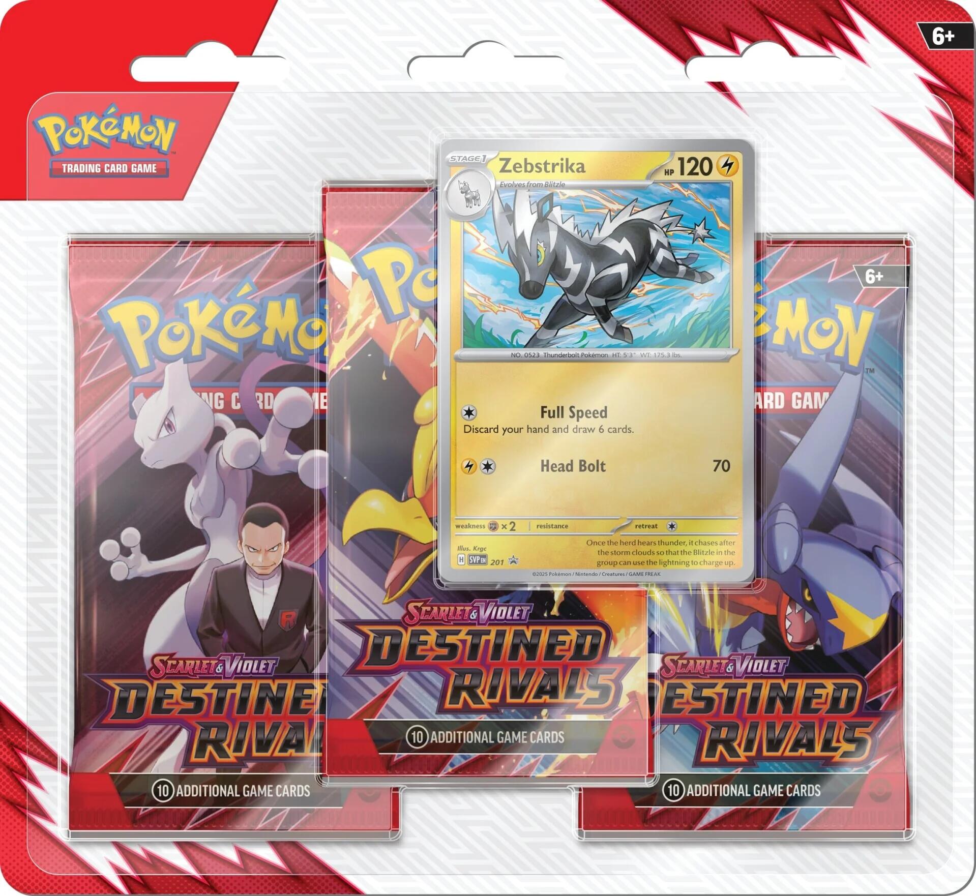 Scarlet & Violet: Destined Rivals - 3 Pack Blister (Zebstrika) | Jack's On Queen