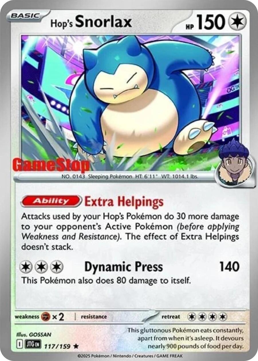 Hop's Snorlax (117/159) (GameStop) (Cosmos Holo) [Scarlet & Violet: Journey Together] | Jack's On Queen