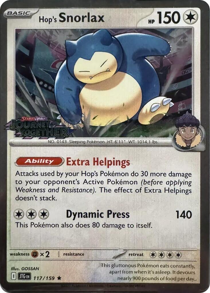 Hop's Snorlax (117/159) (Cosmos Holo) [Scarlet & Violet: Journey Together] | Jack's On Queen