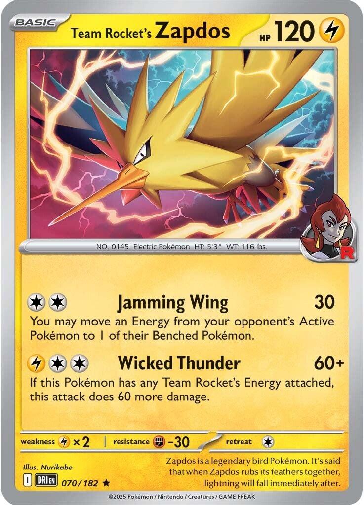 Team Rocket's Zapdos (070/182) [Scarlet & Violet: Destined Rivals] | Jack's On Queen