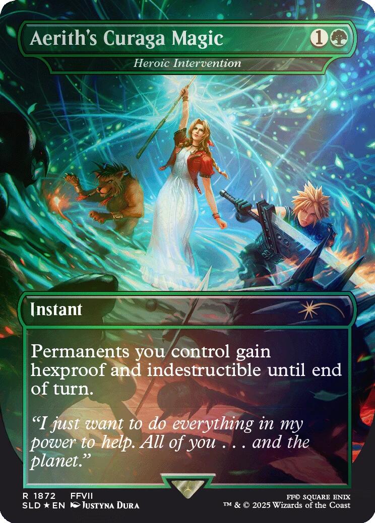 Aerith's Curaga Magic - Heroic Intervention (Rainbow Foil) [Secret Lair Drop Series] | Jack's On Queen