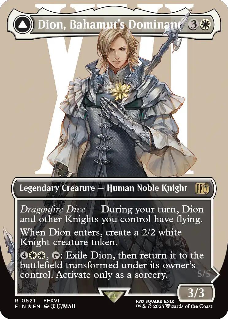 Dion, Bahamut's Dominant // Bahamut, Warden of Light (Borderless) (Surge Foil) [FINAL FANTASY] | Jack's On Queen