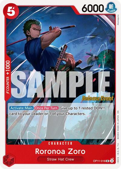 Roronoa Zoro (OP11-016) [A Fist of Divine Speed Release Event Cards] | Jack's On Queen