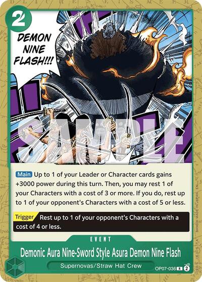 Demonic Aura Nine-Sword Style Asura Demon Nine Flash (Reprint) (OP07-036) [Starter Deck 24: GREEN Jewelry Bonney] | Jack's On Queen