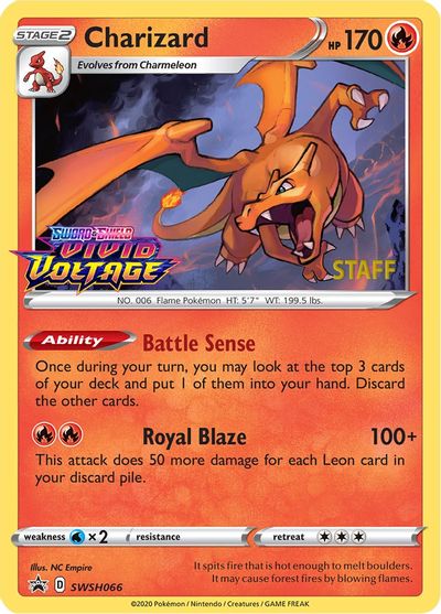 Charizard (SWSH066) (Staff Prerelease Promo) [Sword & Shield: Black Star Promos] | Jack's On Queen