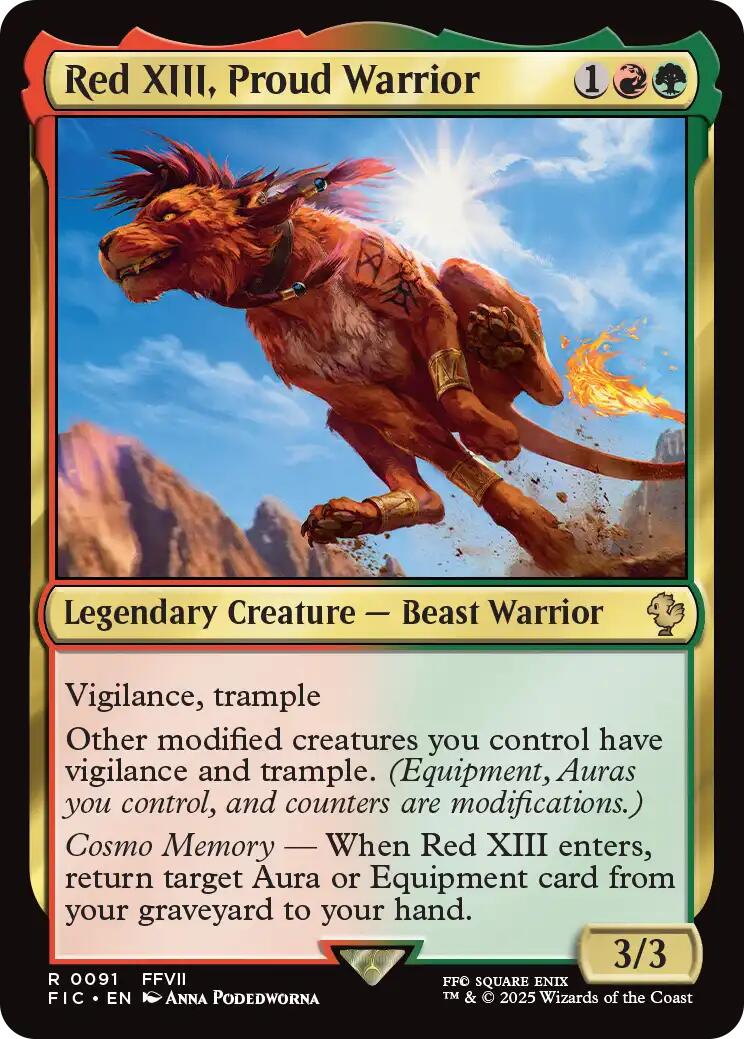 Red XIII, Proud Warrior (Surge Foil) [FINAL FANTASY Commander] | Jack's On Queen