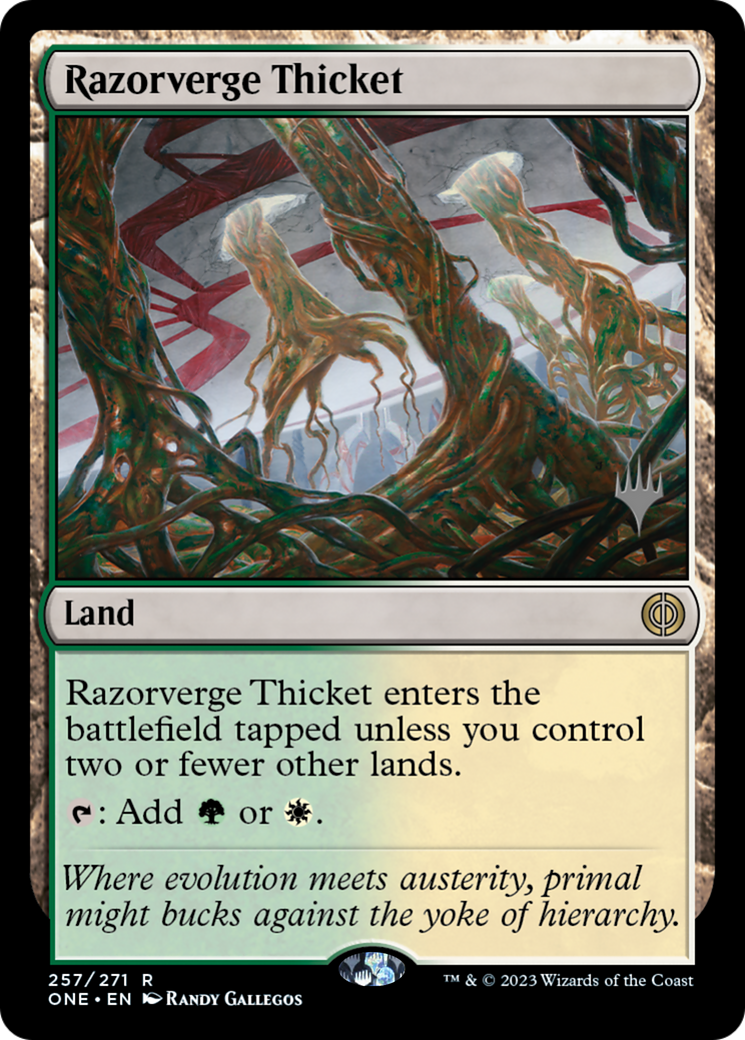 Razorverge Thicket (Promo Pack) [Phyrexia: All Will Be One Promos] | Jack's On Queen