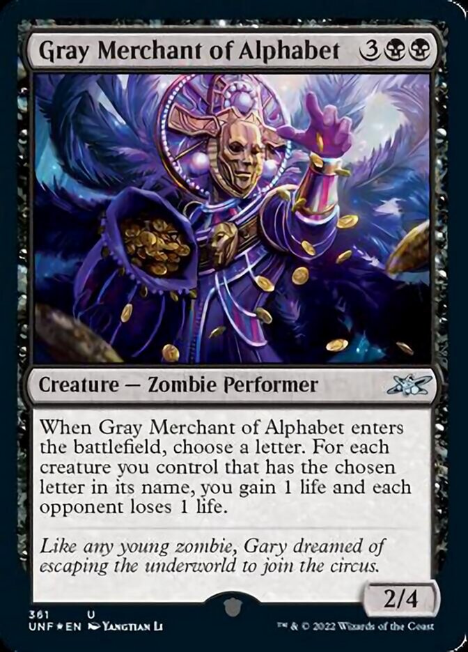 Gray Merchant of Alphabet (Galaxy Foil) [Unfinity] | Jack's On Queen