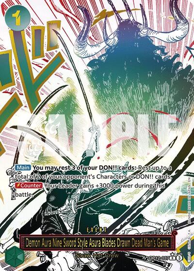 Demon Aura Nine Sword Style Asura Blades Drawn Dead Man's Game (Alternate Art) (OP12-037) [Legacy of the Master] | Jack's On Queen