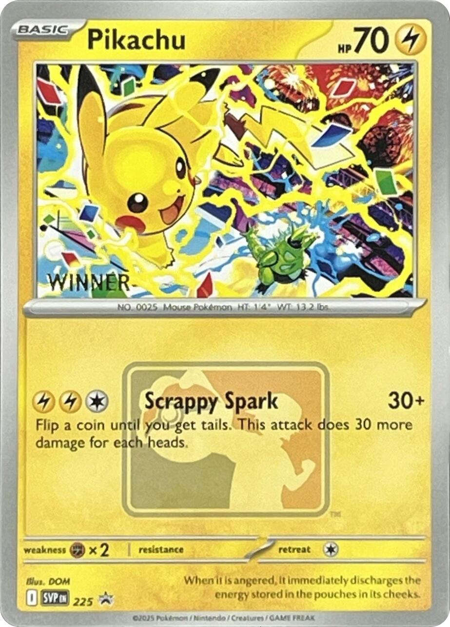 Pikachu (225) (World Championship 2025) [Winner] [Scarlet & Violet: Black Star Promos] | Jack's On Queen