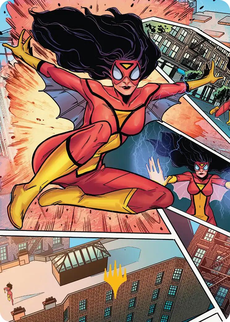Spider-Woman, Stunning Savior Art Card (Gold-Stamped Planeswalker Symbol) [Marvel's Spider-Man Art Series] | Jack's On Queen