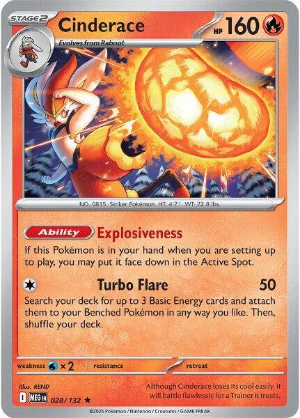 Cinderace (028/132) [Mega Evolution: Base Set] | Jack's On Queen