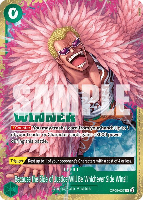 Because the Side of Justice Will Be Whichever Side Wins!! (Winner Pack 2025 Vol. 4) (OP05-037) [One Piece Promotion Cards] | Jack's On Queen