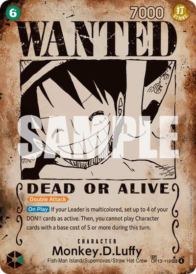 Monkey.D.Luffy (118) (Wanted Poster) (OP13-118) [Carrying On His Will] | Jack's On Queen