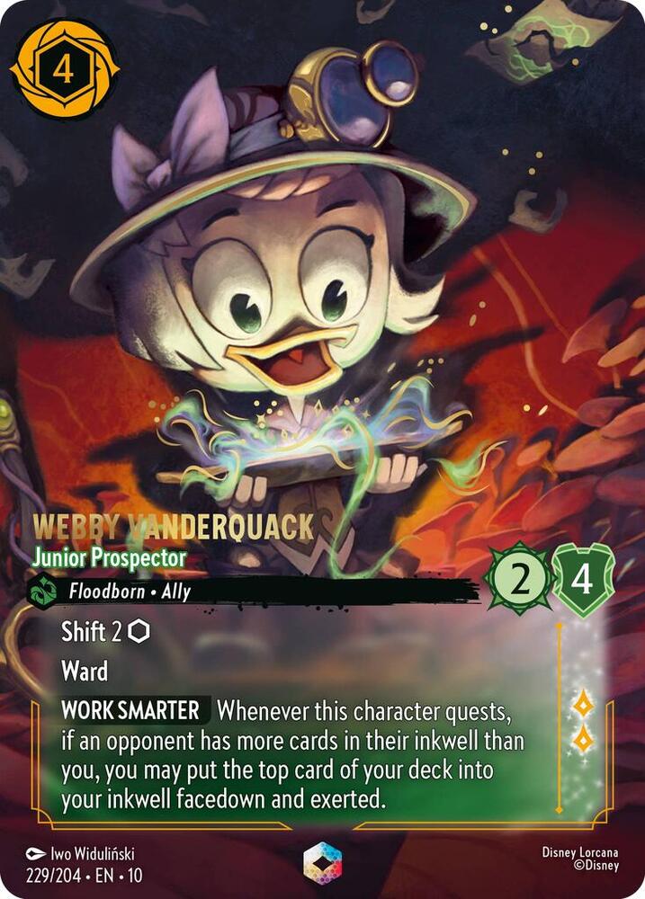 Webby Vanderquack - Junior Prospector (Enchanted) (229/204) [Whispers in the Well] | Jack's On Queen