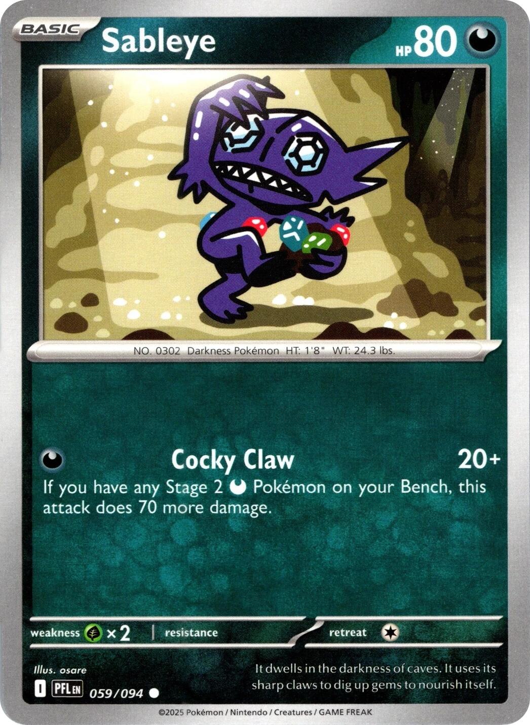 Sableye (059/094) (Reverse Holo) [Mega Evolution: Phantasmal Flames] | Jack's On Queen