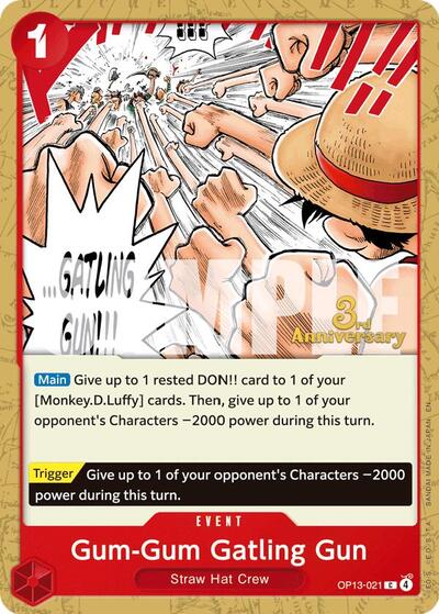 Gum-Gum Gatling Gun (OP13-021) [Carrying On His Will: 3rd Anniversary Tournament Cards] | Jack's On Queen