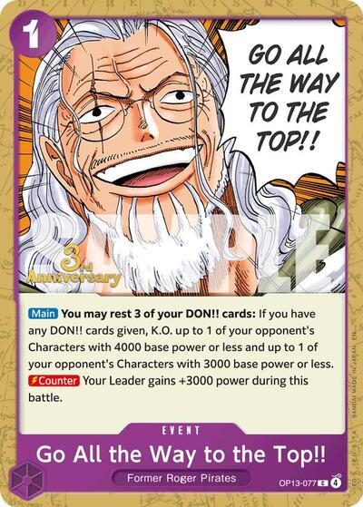 Go All the Way to the Top!! (OP13-077) [Carrying On His Will: 3rd Anniversary Tournament Cards] | Jack's On Queen