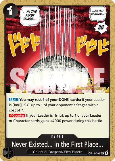 Never Existed... in the First Place... (OP13-098) [Carrying On His Will: 3rd Anniversary Tournament Cards] | Jack's On Queen