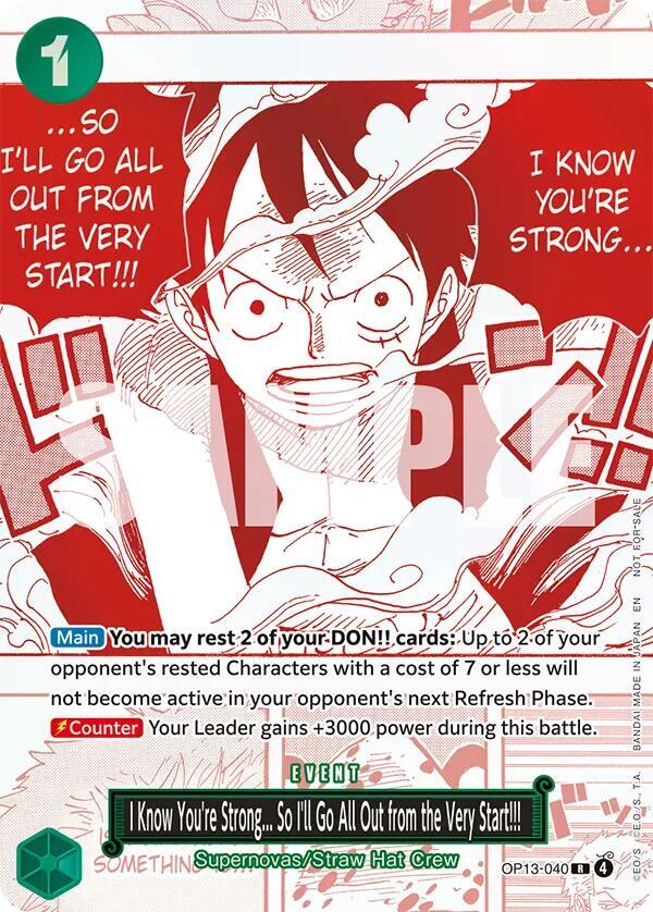 I Know You're Strong... So I'll Go All Out from the Very Start!!! (3rd Anniversary Treasure Campaign Pack) (OP13-040) [One Piece Promotion Cards] | Jack's On Queen