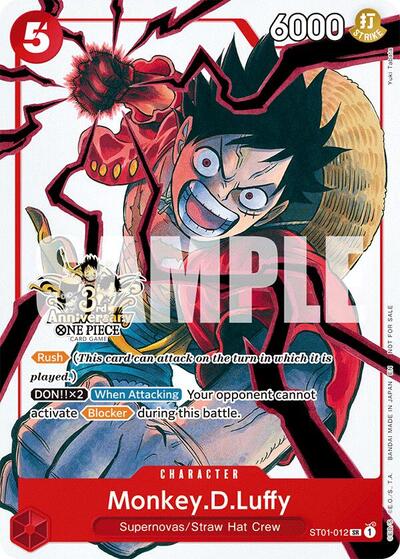 Monkey.D.Luffy - ST01-012 (3rd Anniversary Tournament 3 Brothers Pack) (ST01-012) [Carrying On His Will: 3rd Anniversary Tournament Cards] | Jack's On Queen