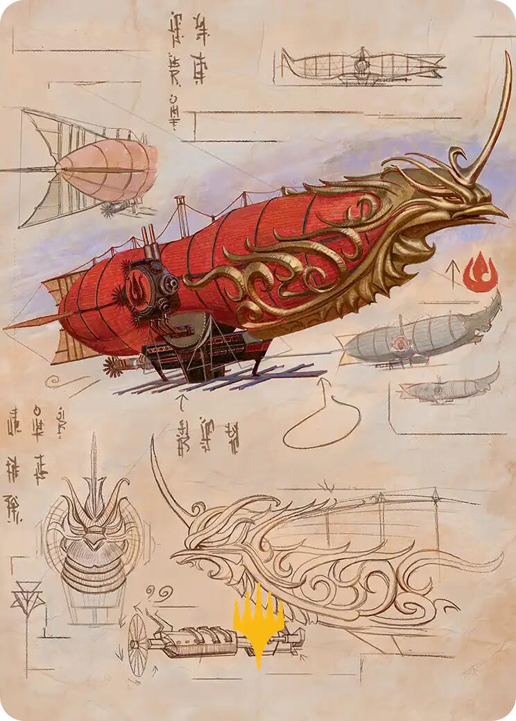 Phoenix Fleet Airship Art Card (Gold-Stamped Planeswalker Symbol) [Avatar: The Last Airbender Art Series] | Jack's On Queen