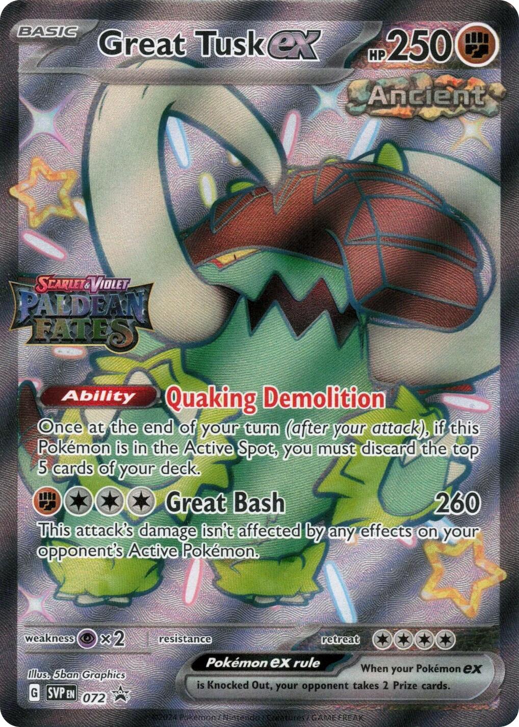 Great Tusk ex (072) (Paldean Fates Stamped) [Scarlet & Violet: Paldean Fates] | Jack's On Queen
