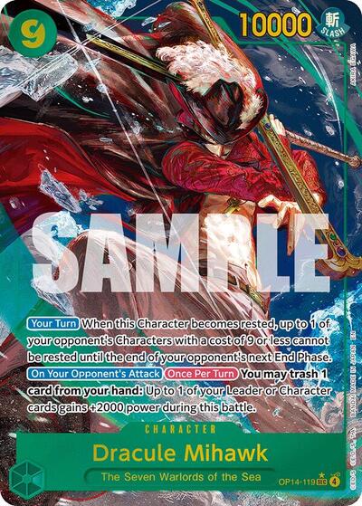 Dracule Mihawk - OP14-119 (Alternate Art) (OP14-119) [The Azure Sea's Seven] | Jack's On Queen
