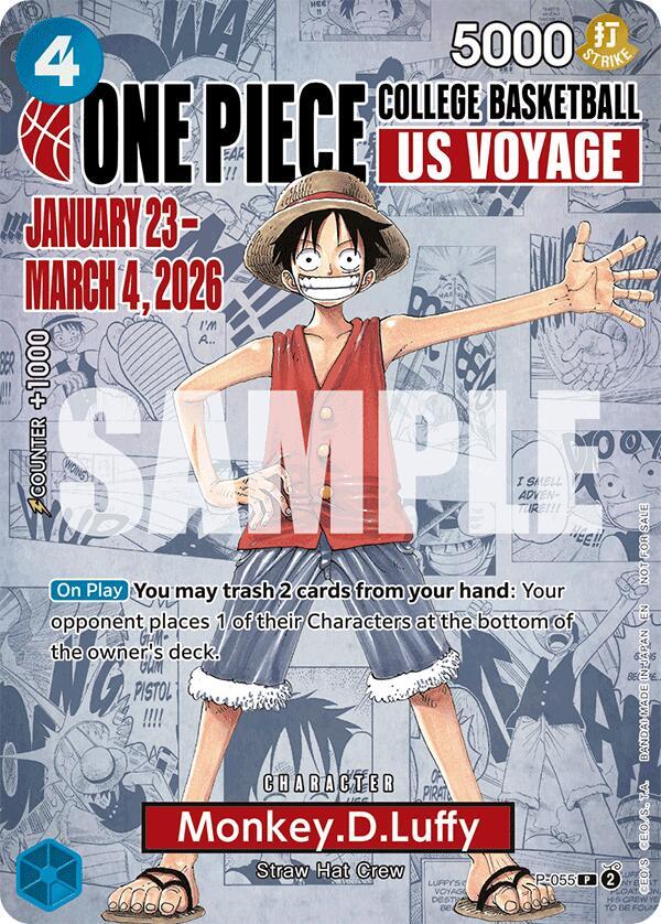 Monkey.D.Luffy (055) (College Basketball US Voyage) (P-055) [One Piece Promotion Cards] | Jack's On Queen