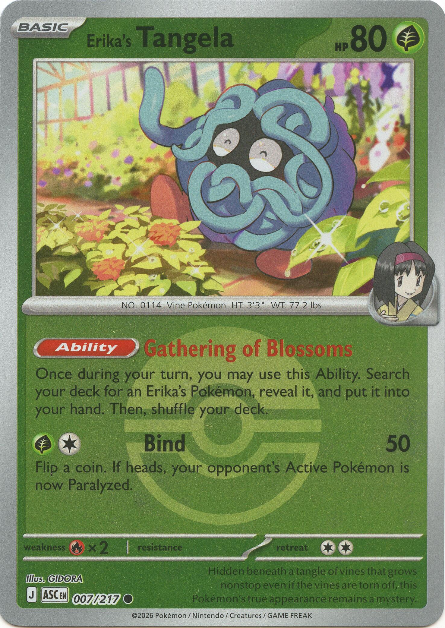 Erika's Tangela (007/217) (Poke Ball) [Mega Evolution: Ascended Heroes] | Jack's On Queen