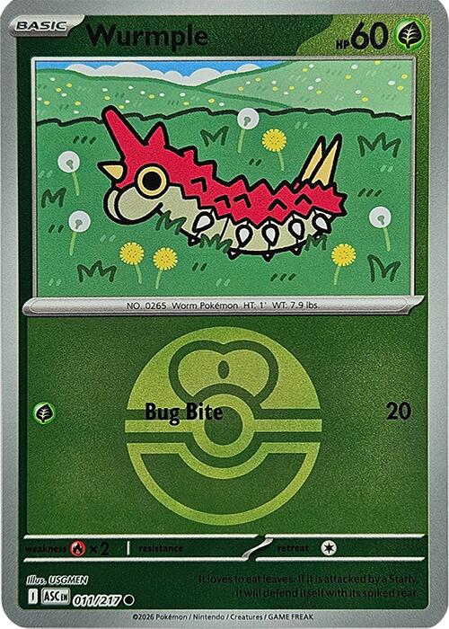 Wurmple (011/217) (Love Ball) [Mega Evolution: Ascended Heroes] | Jack's On Queen