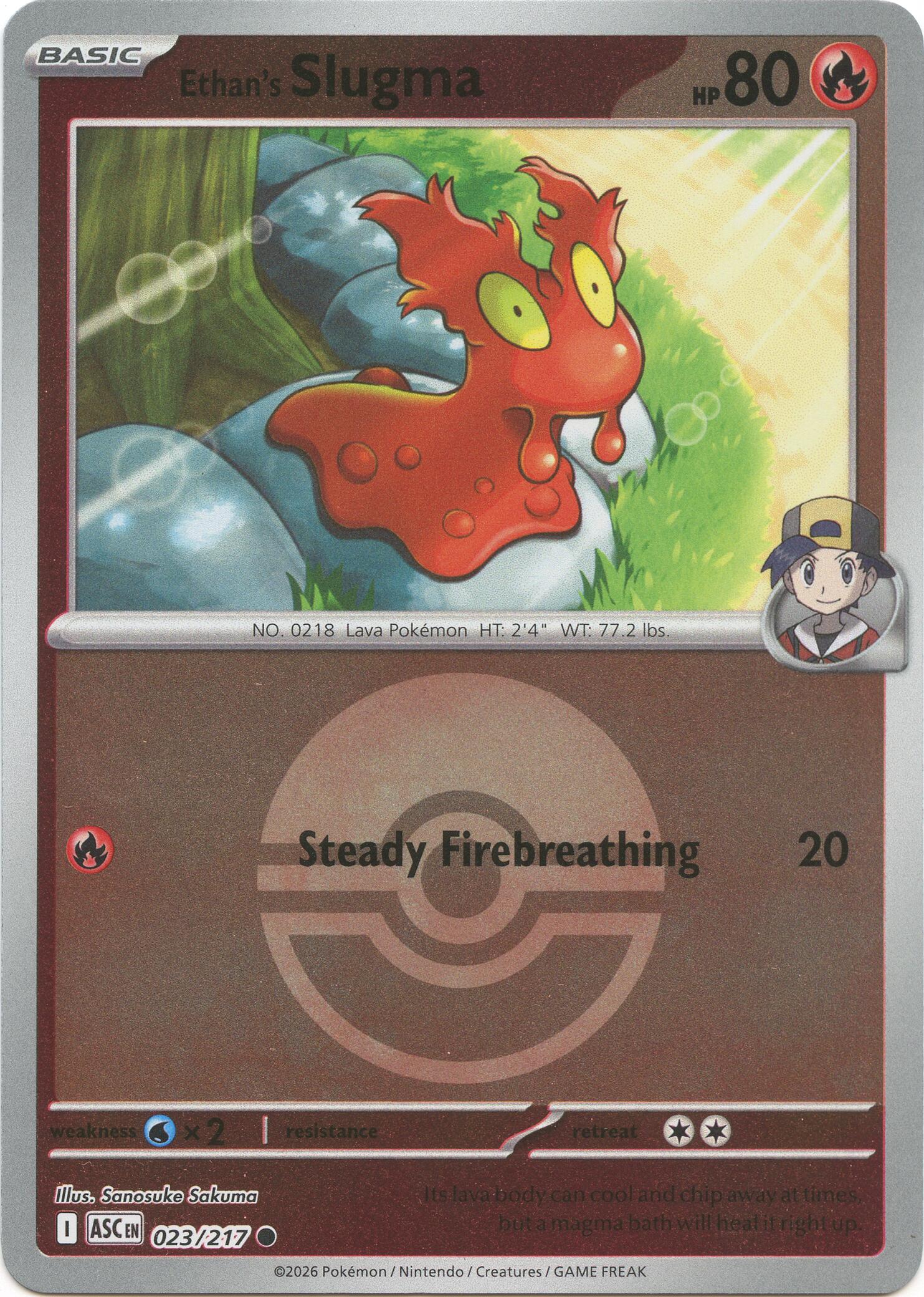 Ethan's Slugma (023/217) (Poke Ball) [Mega Evolution: Ascended Heroes] | Jack's On Queen