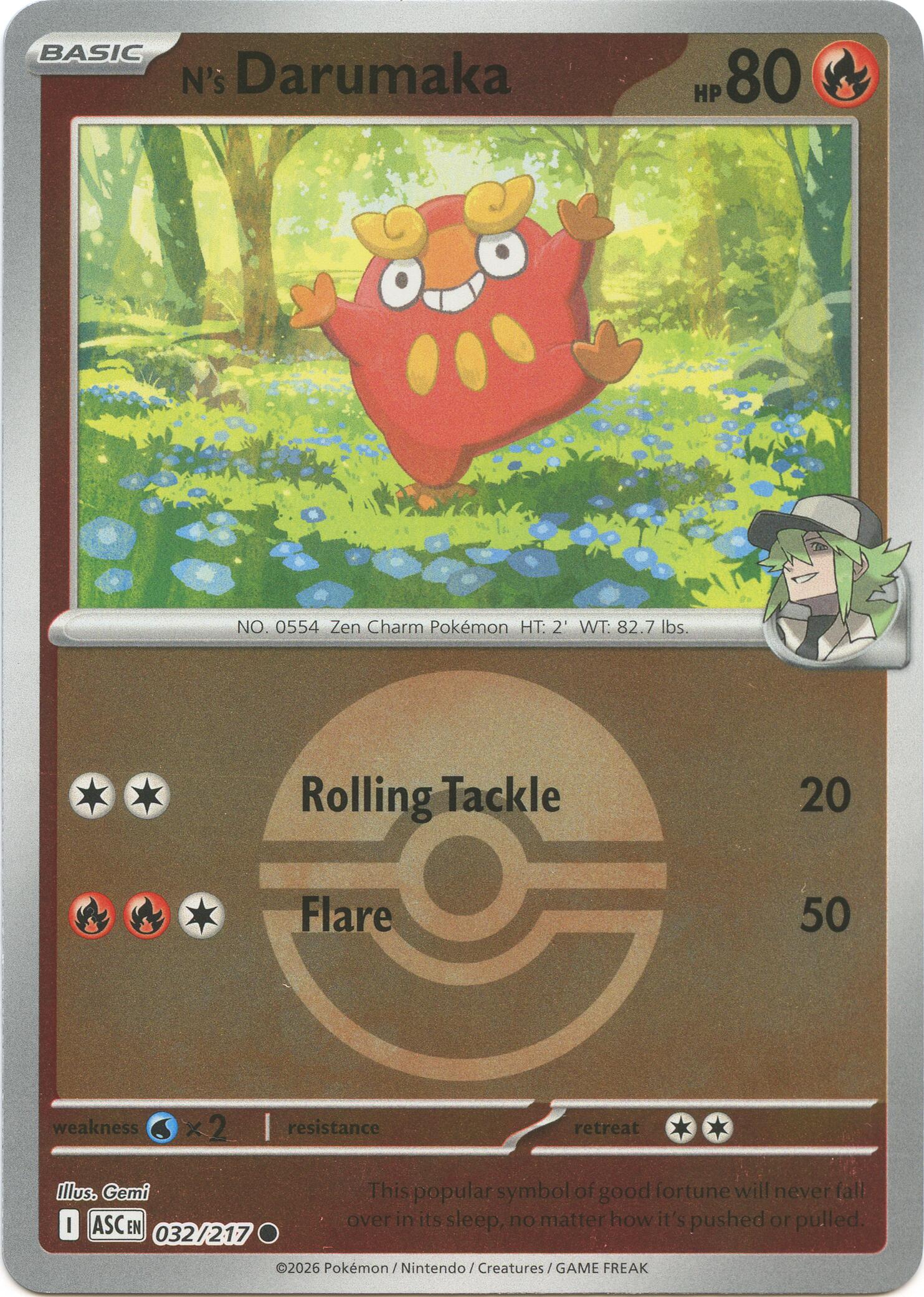 N's Darumaka (032/217) (Poke Ball) [Mega Evolution: Ascended Heroes] | Jack's On Queen