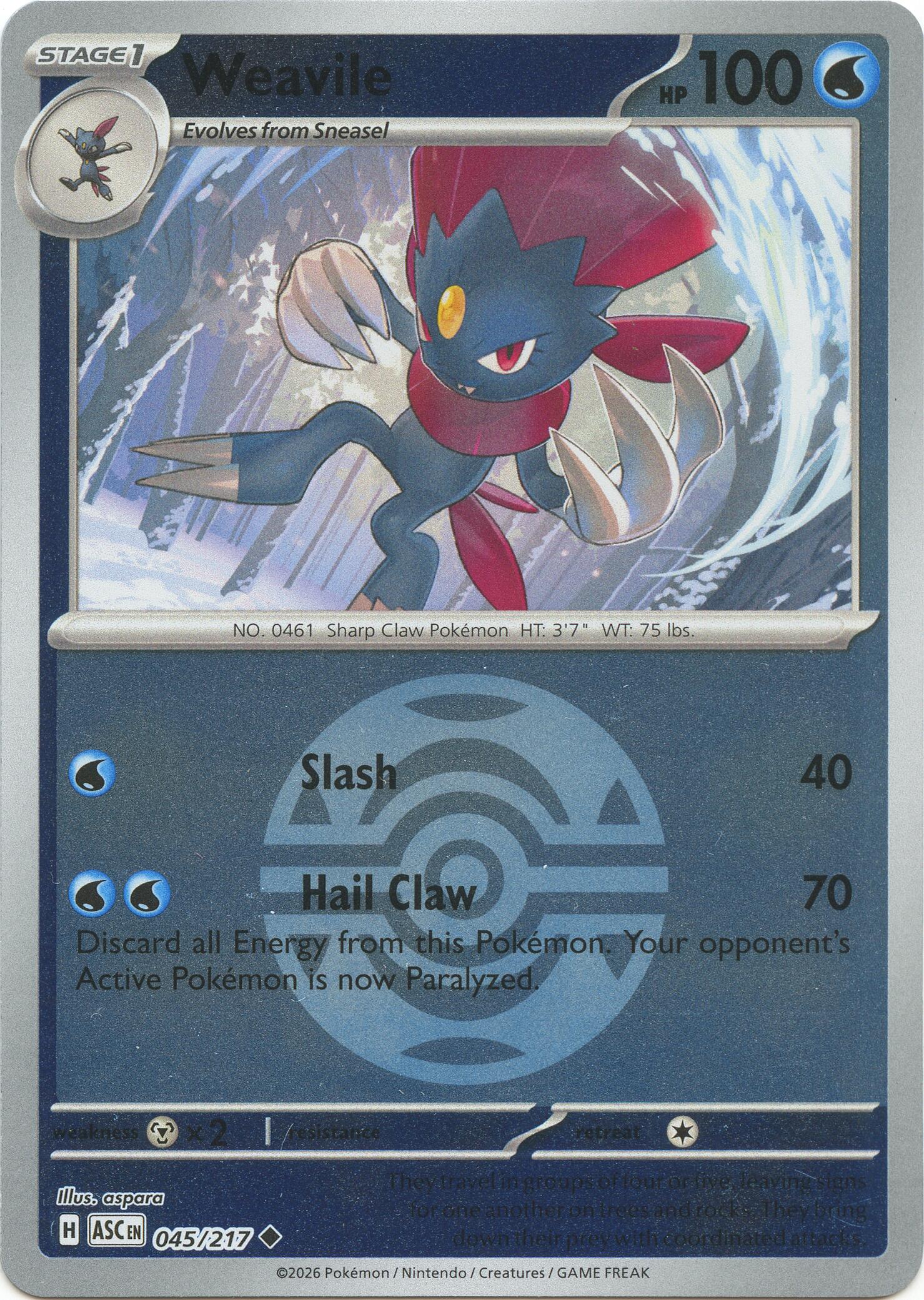 Weavile (045/217) (Dusk Ball) [Mega Evolution: Ascended Heroes] | Jack's On Queen