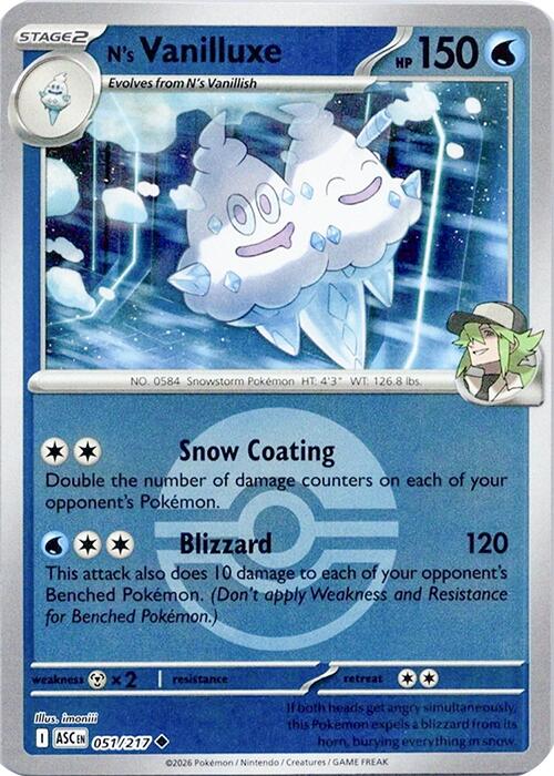 N's Vanilluxe (051/217) (Poke Ball) [Mega Evolution: Ascended Heroes] | Jack's On Queen