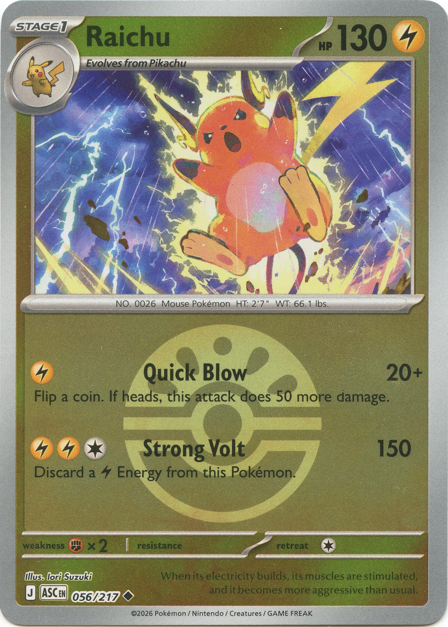 Raichu (056/217) (Friend Ball) [Mega Evolution: Ascended Heroes] | Jack's On Queen