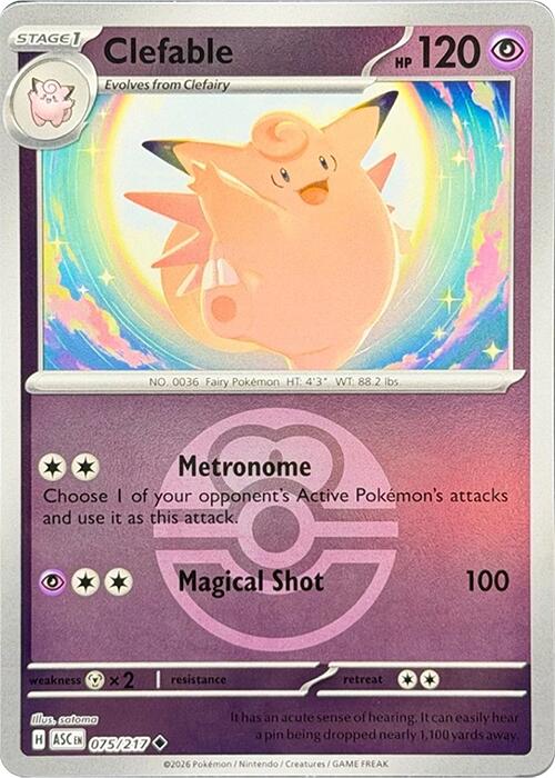 Clefable (075/217) (Love Ball) [Mega Evolution: Ascended Heroes] | Jack's On Queen