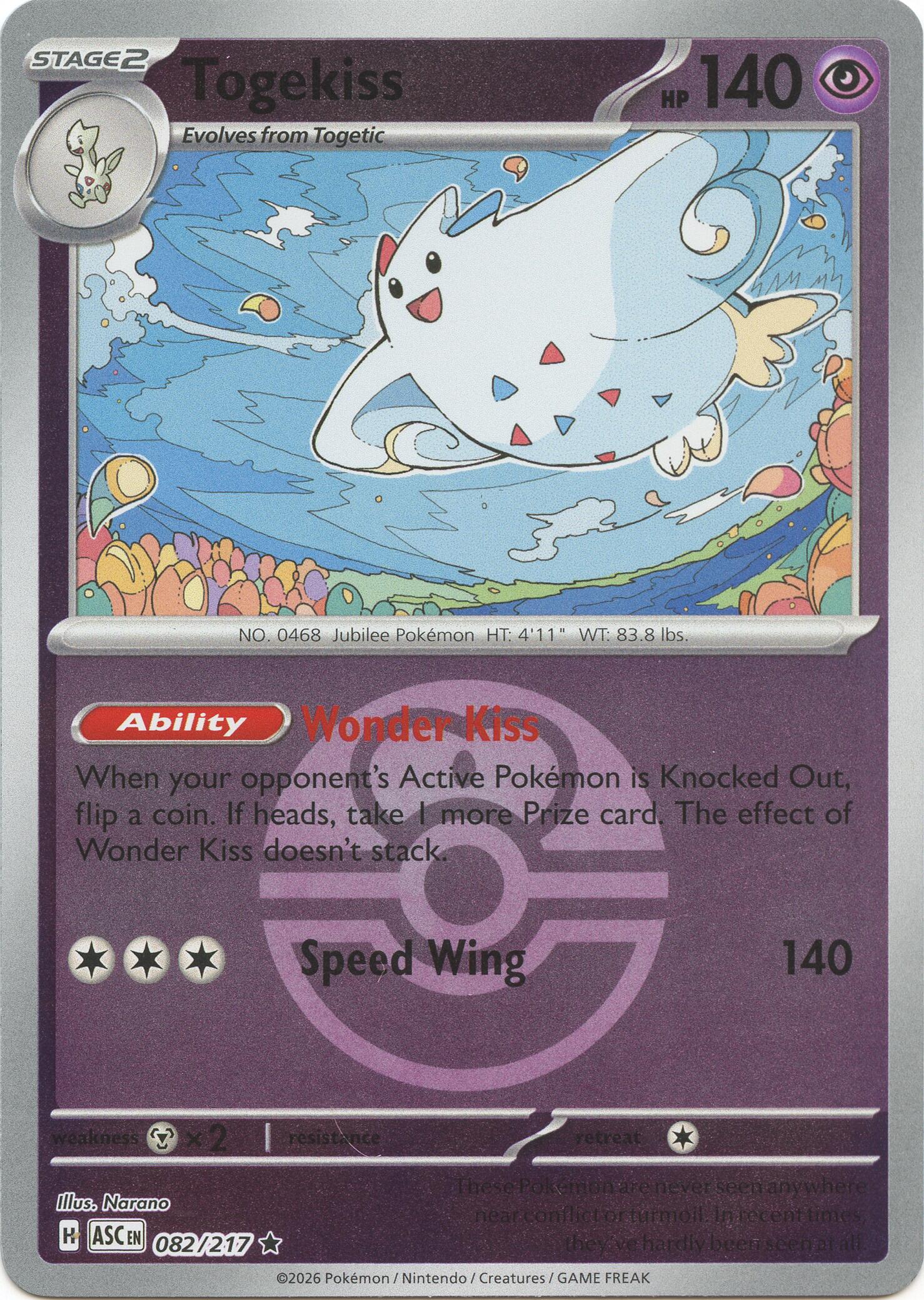 Togekiss (082/217) (Love Ball) [Mega Evolution: Ascended Heroes] | Jack's On Queen