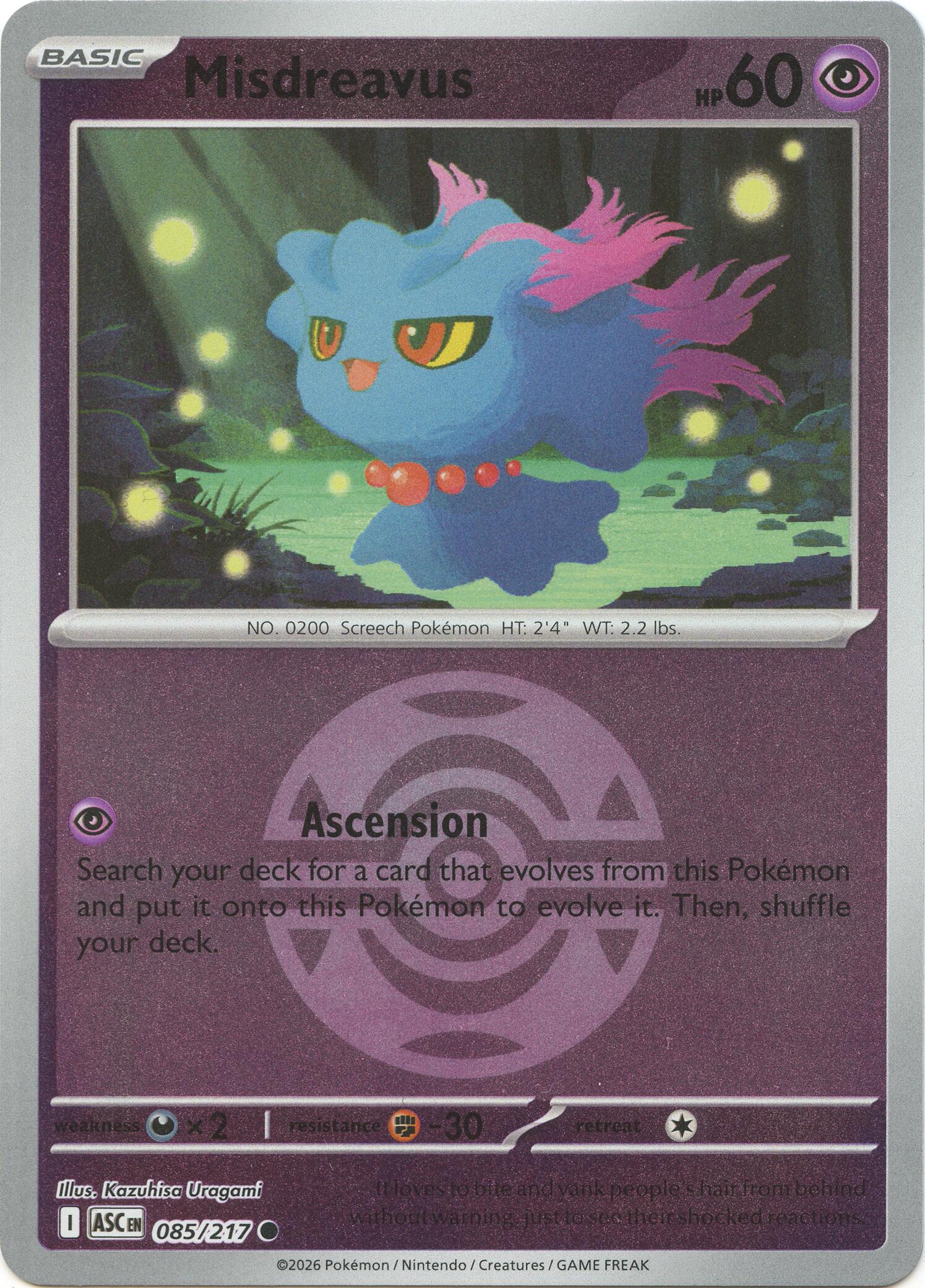 Misdreavus (085/217) (Dusk Ball) [Mega Evolution: Ascended Heroes] | Jack's On Queen